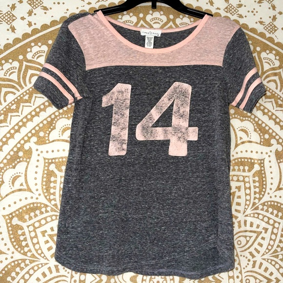 Full Tilt Other - “FULL TILT” GIRLS PINK & GRAY SUPER SOFT SHORT SLEEVE WITH “#14” ON IT, SIZE MED